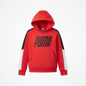 🐾 Puma Toddler Boys' Fleece Hoodie - Red/Black/White - Size 2T ⚡